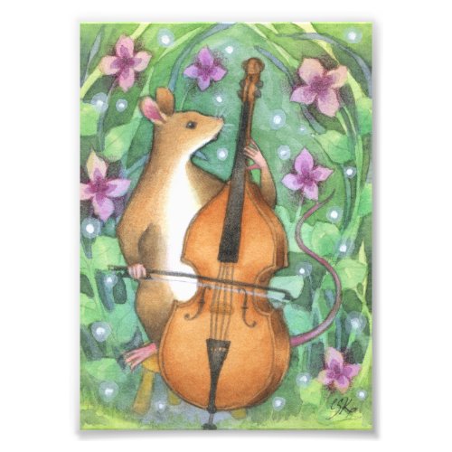 Musical Mouse Orchestra Bass Illustration Photo Print