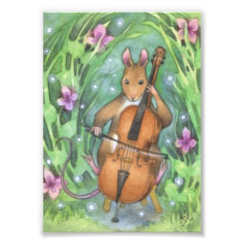 Musical Mouse Orchestra Cello Illustration Photo Print