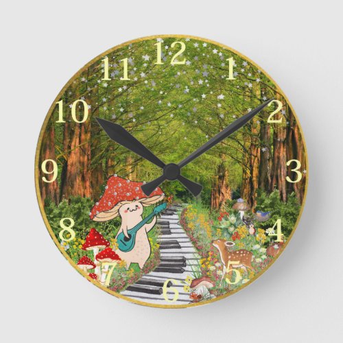 Musical Mushroom and Forest Friends 8 Wall Clock