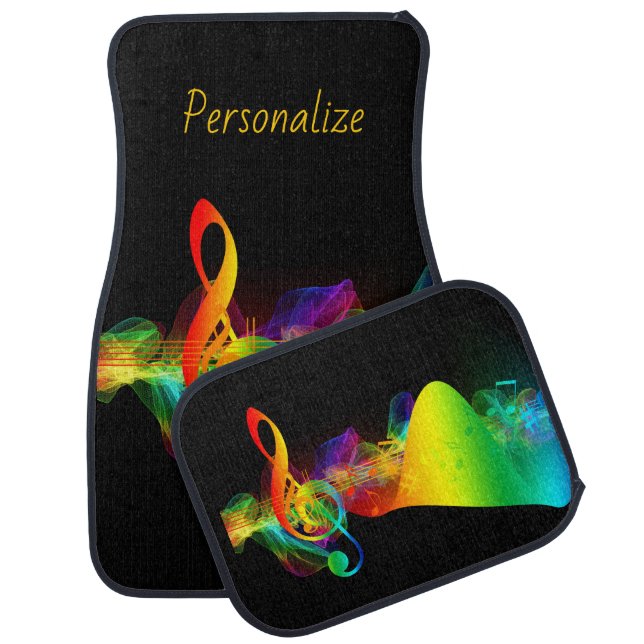 Musical Neon Notes Treble & Clef Music Notes Car Floor Mat (Set)