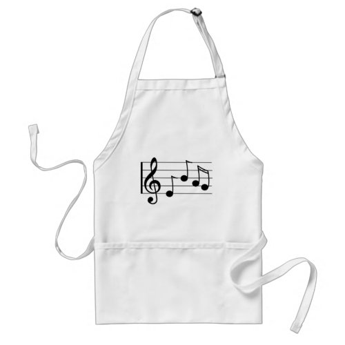 Musical notation treble clef and staff adult apron