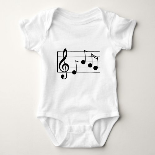 Musical notation treble clef and staff baby bodysuit