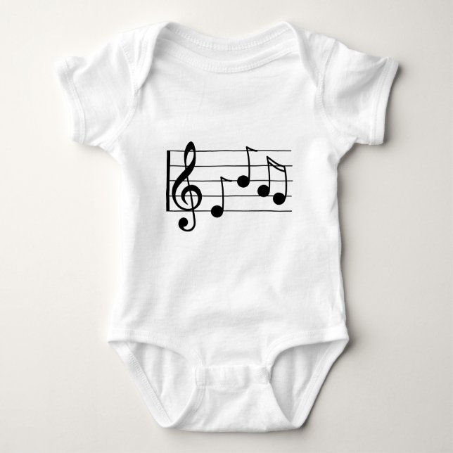 Musical notation treble clef and staff baby bodysuit (Front)
