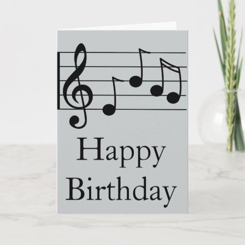 Musical notation treble clef and staff birthday card