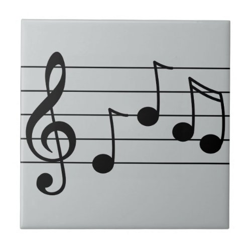 Musical notation treble clef and staff ceramic tile
