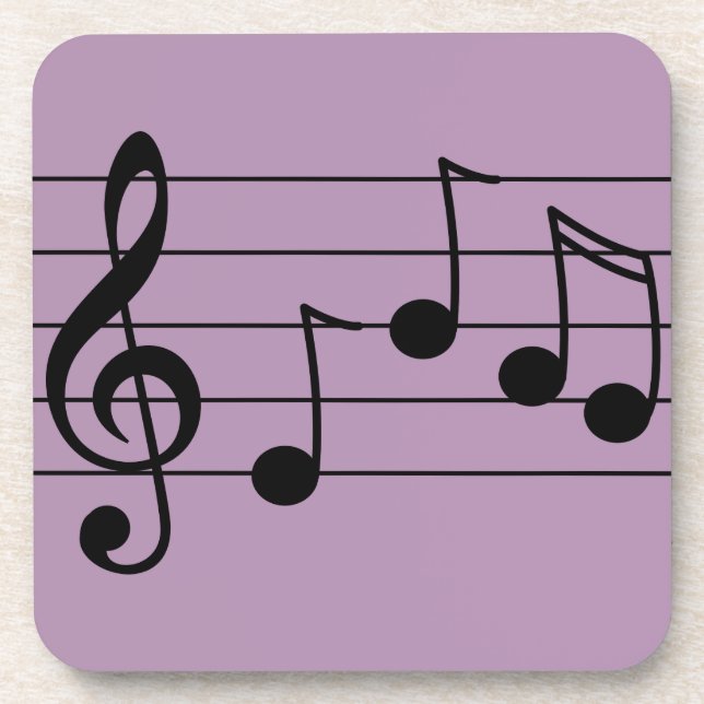Musical notation treble clef and staff drink coaster (Front)