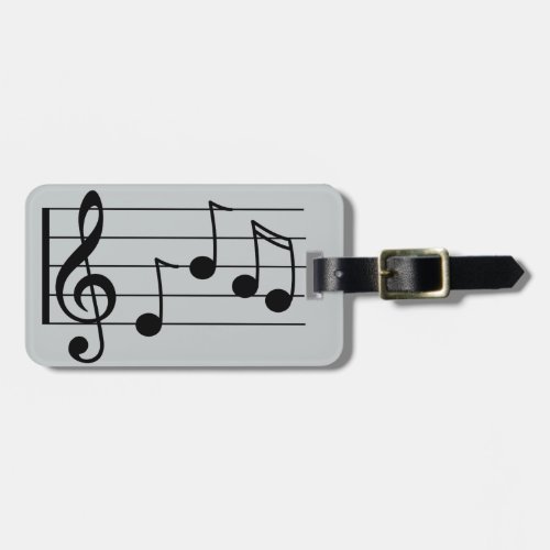 Musical notation treble clef and staff luggage tag