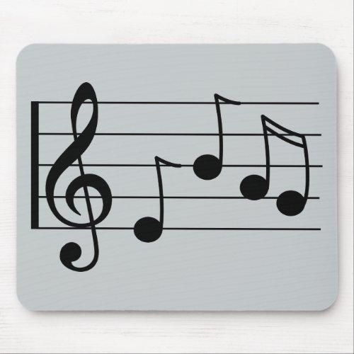 Musical notation treble clef and staff mouse pad