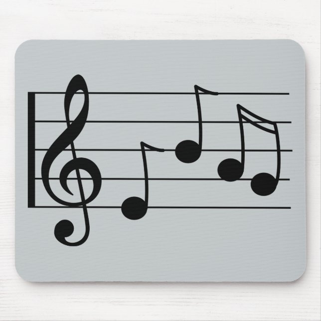 Musical notation treble clef and staff mouse pad (Front)