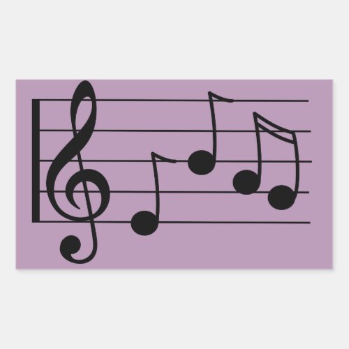 Musical notation treble clef and staff rectangular sticker