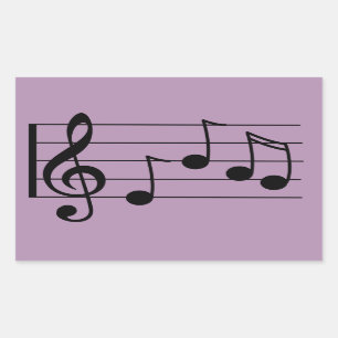 Musical notation treble clef and staff rectangular sticker