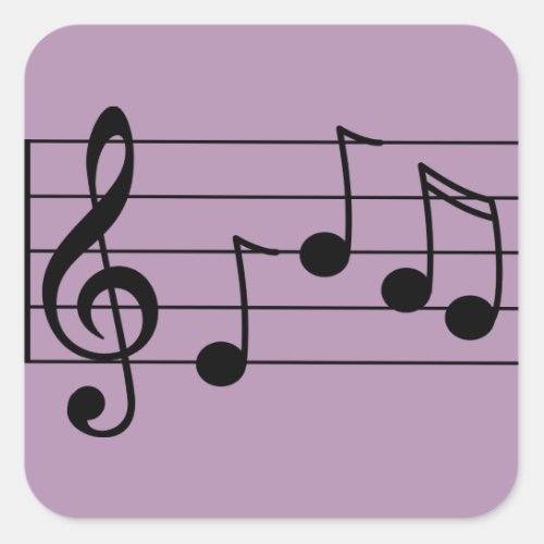 Musical notation treble clef and staff square sticker