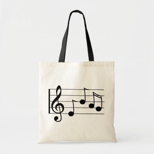 Musical notation treble clef and staff tote bag