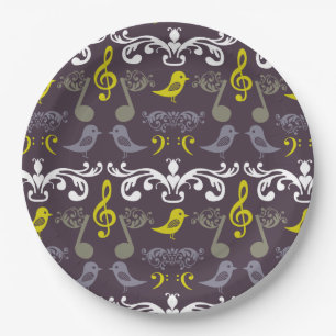 Musical Note and Birds Paper Plates