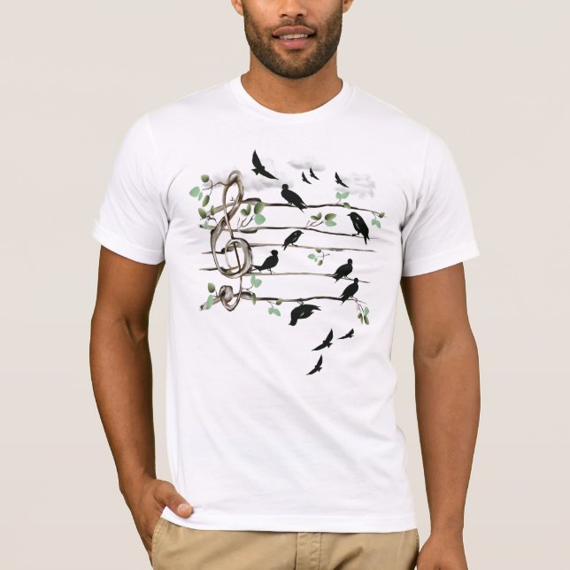 Musical Note Birds - black T-Shirt (Front)