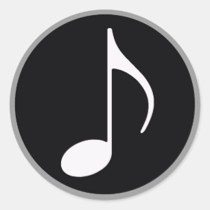 musical note ~ black classic round sticker
