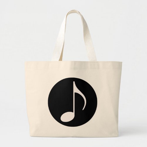 musical note  black large tote bag