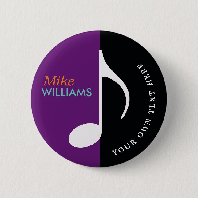 musical note ~ black & purple button (Front)