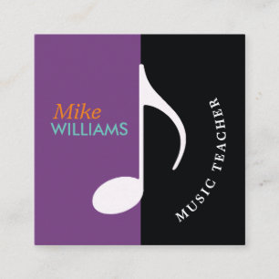 musical note ~ black & purple modern square business card