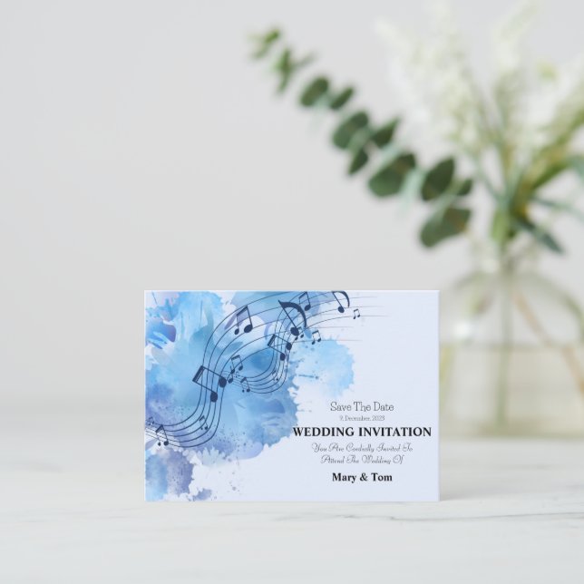 Musical Note Elegant wedding Invitation (Standing Front)