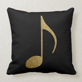 musical note gold & black throw pillow