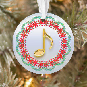 Musical Note Gold looking in Red Green Wreath Ornament