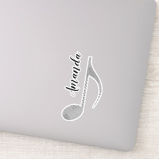 Musical Note Houndstooth Pattern Monogrammed Sticker (Detail)
