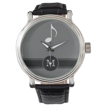 Musical Note Label Initial Watch