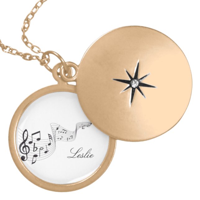 Musical Note Locket Necklace (Front)