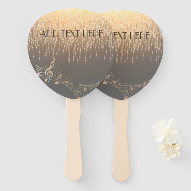 Musical Note Luxury elegant sparkle confetti Hand Fan (Front and Back)