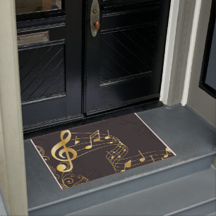 Musical Note Luxury Grey Gold Doormat