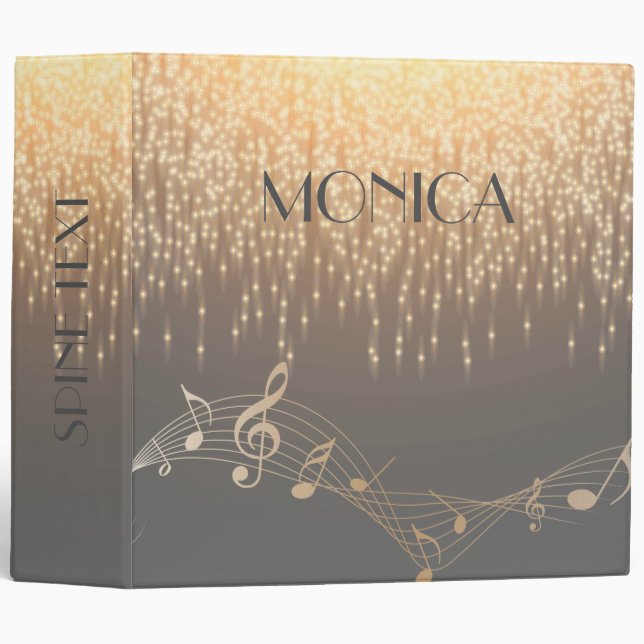 Musical Note Luxury sparkle confetti 3 Ring Binder (Front/Spine)
