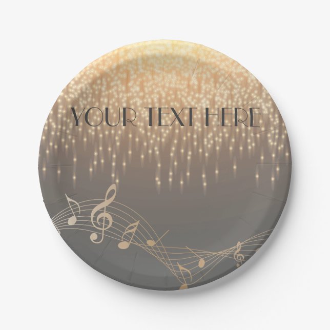 Musical Note Luxury sparkle confetti Paper Plates (Front)