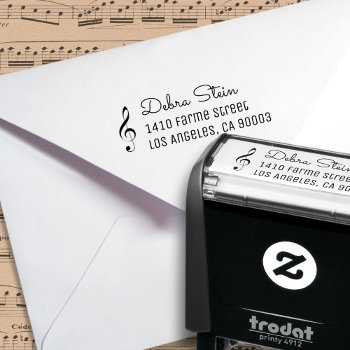 Musical Note & Name  Simple & Clear Self-inking Stamp by mixedworld at Zazzle