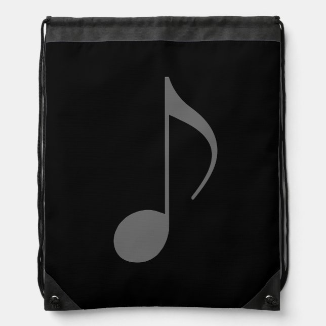 musical note on black drawstring bag (Front)