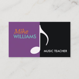 musical note on black & purple modern business card