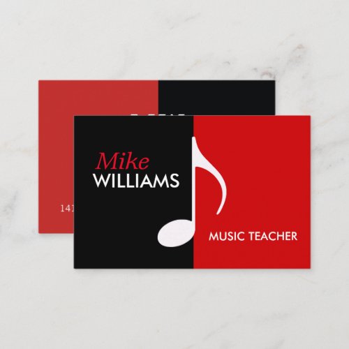 musical note on black  red modern business card