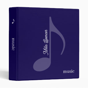 Musical Note on Blue - Music Lessons 3 Ring Binder