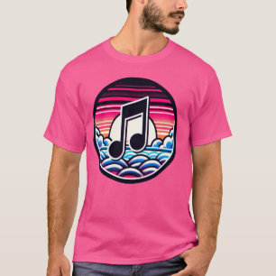 Musical Note Over Stylized Clouds And Sun Aestheti T-Shirt