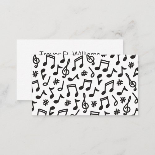 Musical note pattern black and white music business card