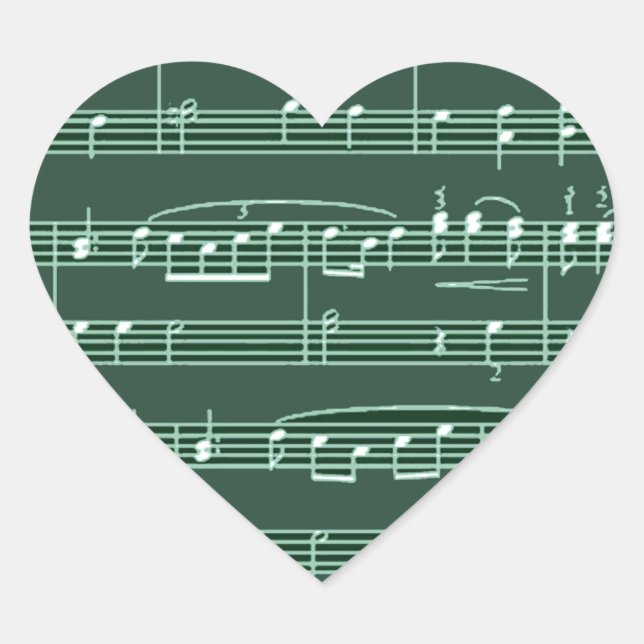 musical note patterned heart sticker (Front)