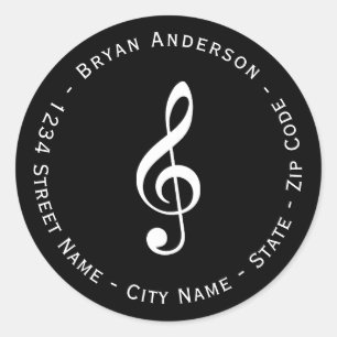 Musical Note Return Address Label