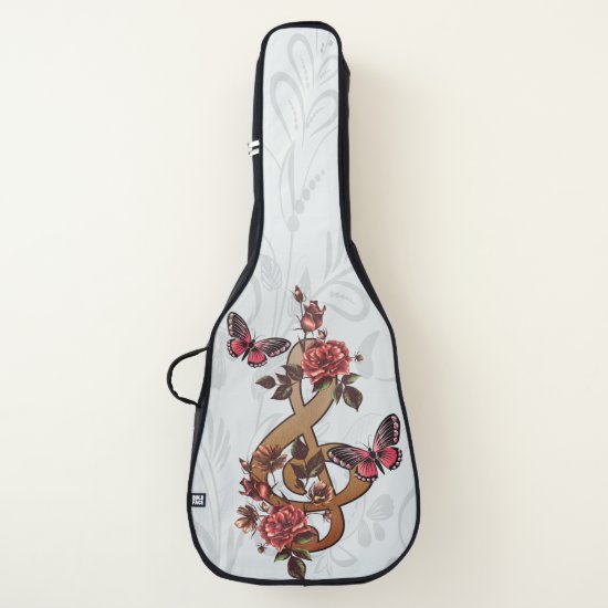 Musical note roses & butterflies guitar case