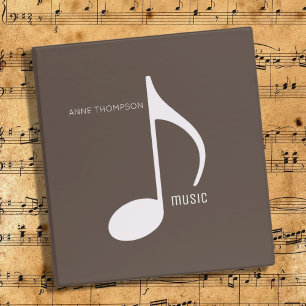 Musical Note Simple Brown Music 3 Ring Binder
