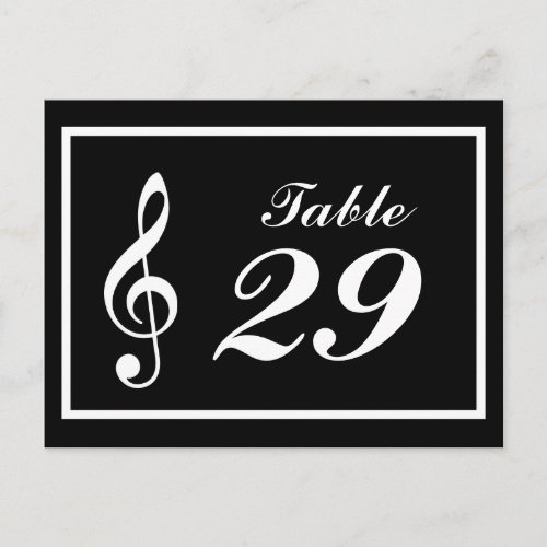 Musical Note Table Numbers Black  White