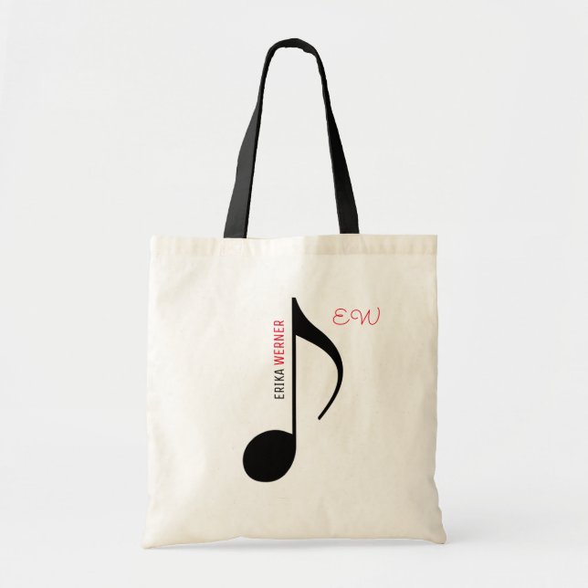 musical note tote with your own name on it bag (Front)