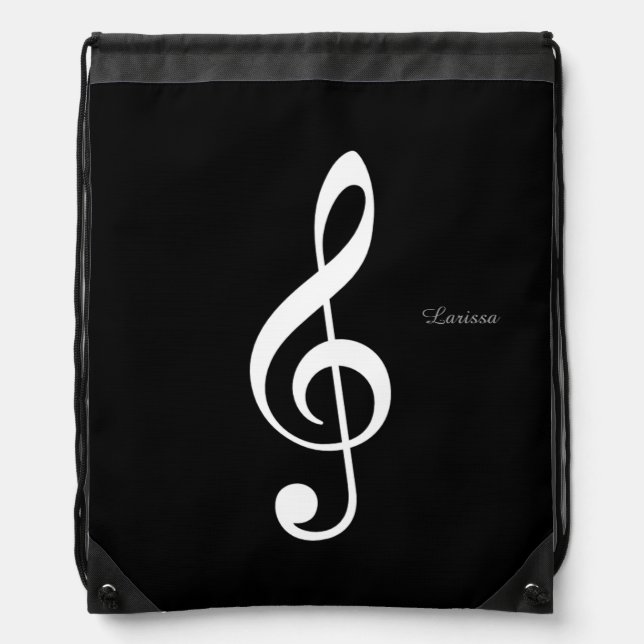 musical note, treble clef, personalized drawstring bag (Front)