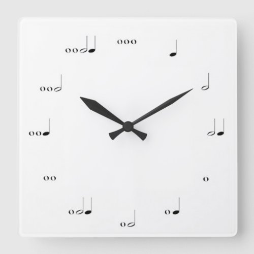 MUSICAL  NOTE   WALL CLOCK BLACK AND WHITE