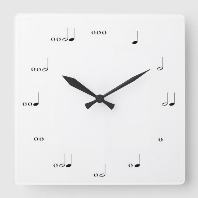 MUSICAL  NOTE  WALL CLOCK BLACK AND WHITE (Front)
