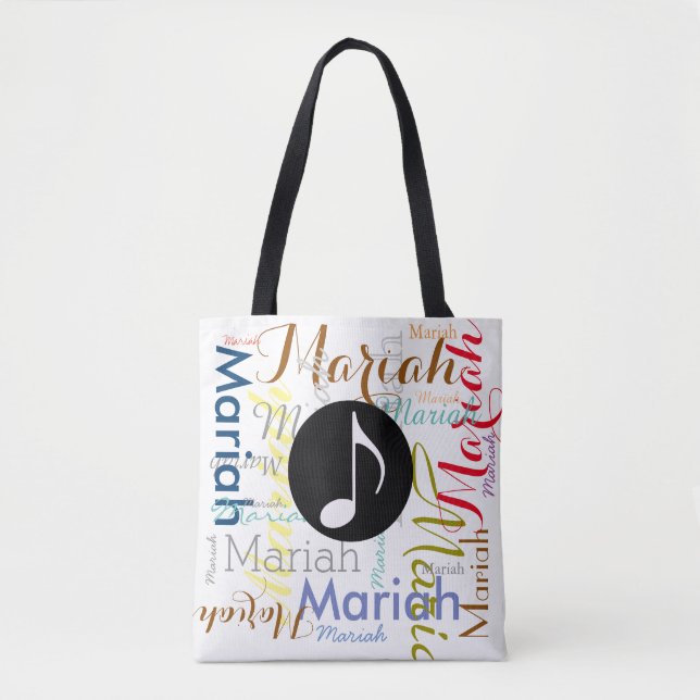 musical note with colorful names tote bag (Front)